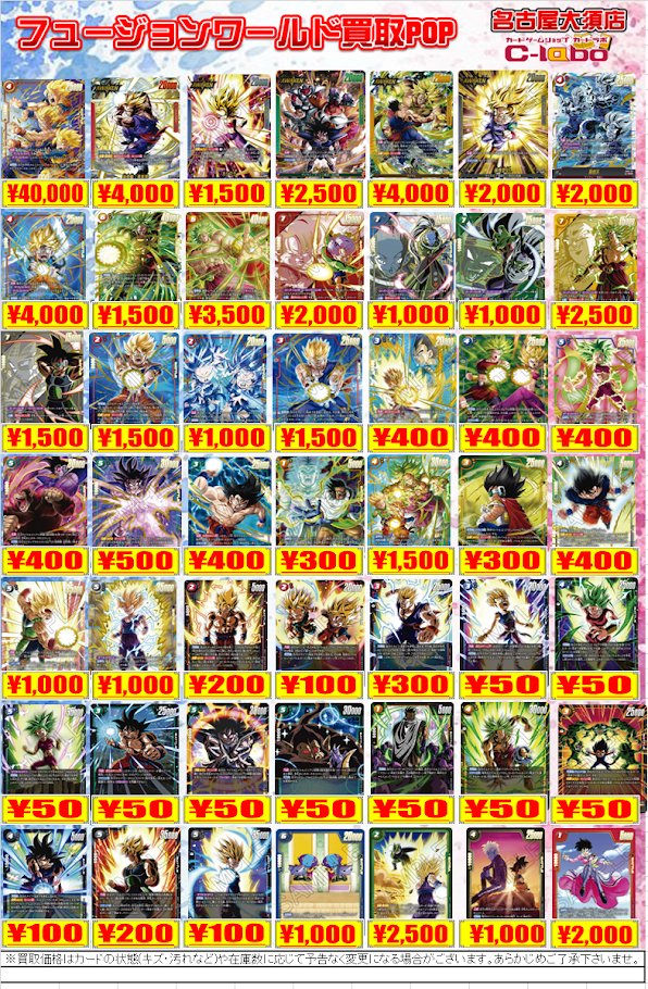 DBFW 誇り高き戦闘民族 発売21日目のメルカリ・買取相場 (前回との価格