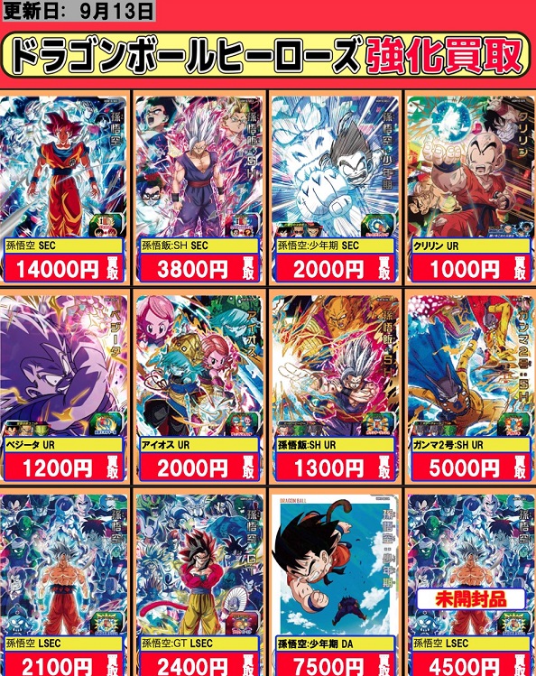 SDBH UGM10弾 発売12日目の販売・買取相場(店頭&ネット