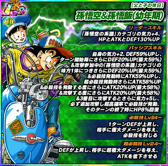 ドッカンバトル LR『父と子の休日 孫悟空&孫悟飯(幼年期)』の詳細