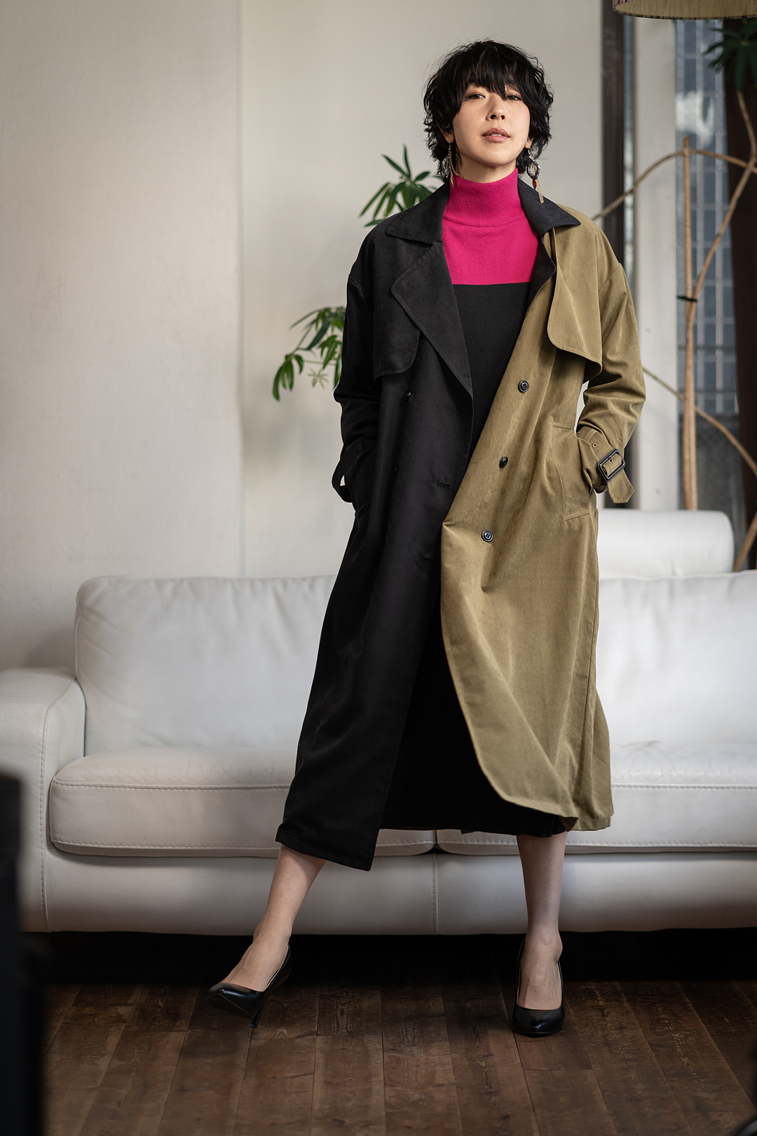 OSMOSIS オズモーシス ピーチスキンバイカラートレンチコート 786006  