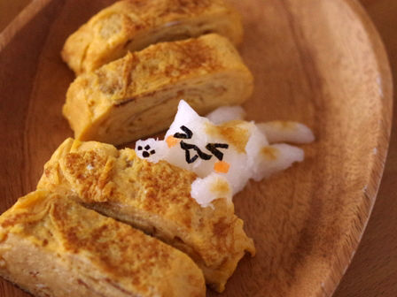 セボリー入りだし巻き卵と大根おろしアートねこさん03