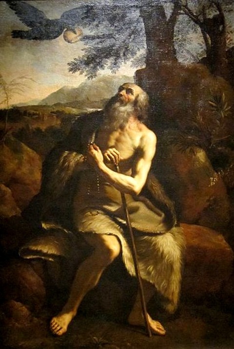 'St. Paul the Hermit Fed by the Raven after Guercino