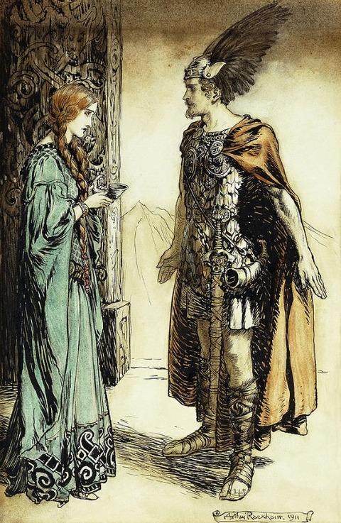 Siegfried Meets Gutrune Arthur Rackham