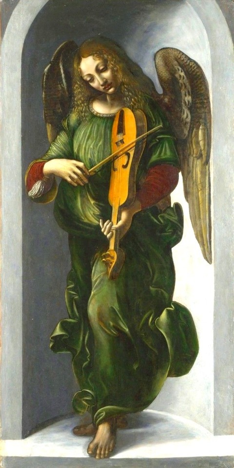 Associate of Leonardo, An Angel in Green with a Vielle -1506