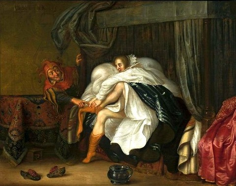 Adriaen van de Venne Woman and a jester 1630