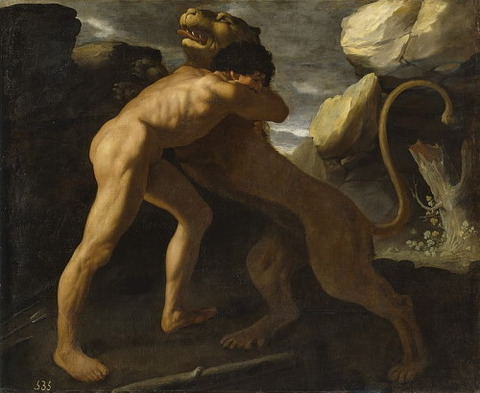 Hercules fighting Nemean lion Francisco de Zurbarán