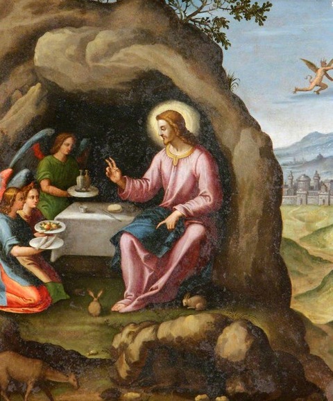 Christ Angels in the Wilderness Italian (Florentine) School