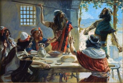 Saul Casts a Javelin at Jonathan by James Tissot