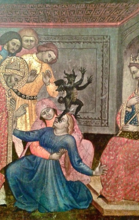 Medieval image of exorcism
