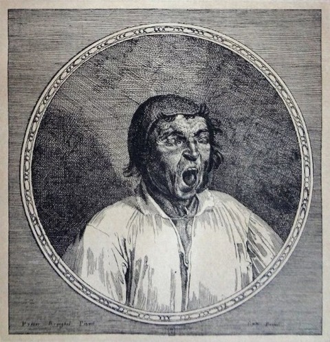 Yawning Man after Peter Bruegel the Elder Engraving Watermark