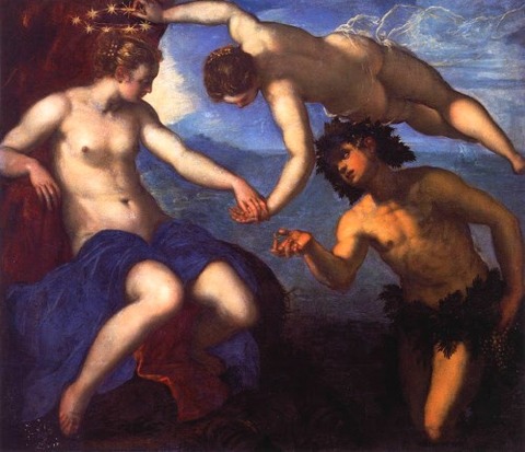TINTORETTO Bacchus Venus and Ariadne 1576-77