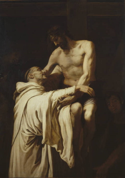 Christ embracing Saint Bernard Francisco Ribalta