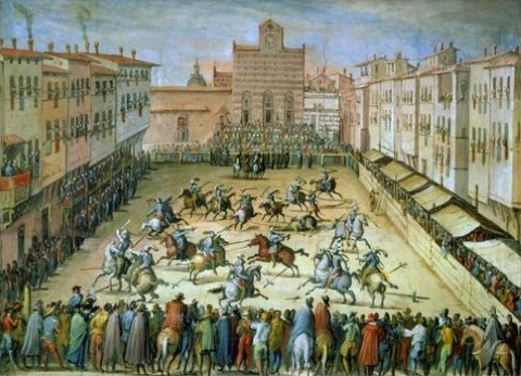 Jan van der Straet The Joust Piazza Santa Croce, Florence, 1555
