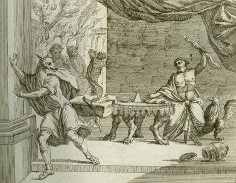 Zeus turning Lycaon into a wolf