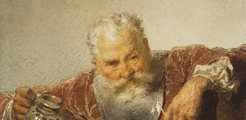 Falstaff with a Tankard of Wine and a Pipe Mihály Zichy -