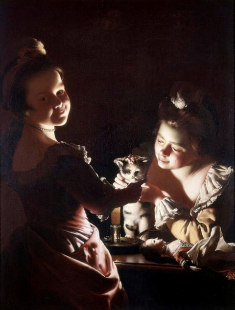 Joseph Wright of Derby and a Tiny Kitten with a Hat