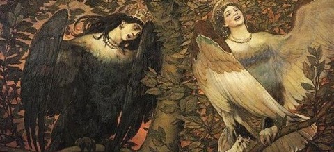 Sirin and Alkonost (1896), Viktor Vasnetsov - コピー