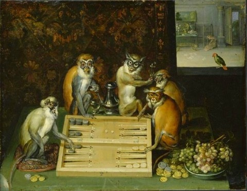 Frans Francken the younger Monkeys paling backgammon