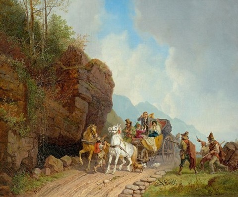 Robbery Attack. Attack On A Coach by Heinrich Buerkel