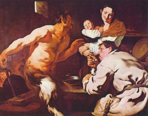 Satyr and the Peasant by Johann Liss, ca. 1618-19