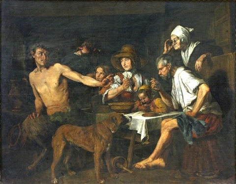 Jan Cossiers The Satyr and the Peasant Family 17th