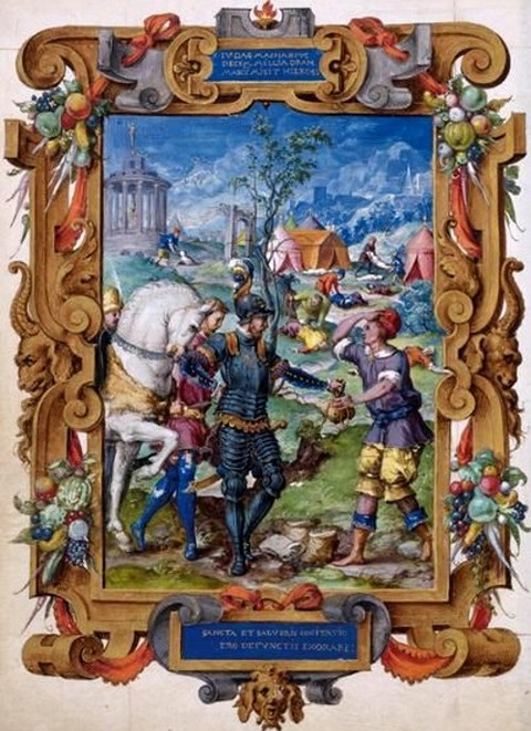 Montmorency Hours. Judas Maccabeus achetant le péché des morts