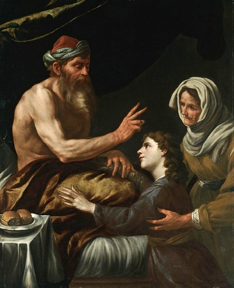 Isaac Blessing Jacob by Follower of Johann Carl Loth
