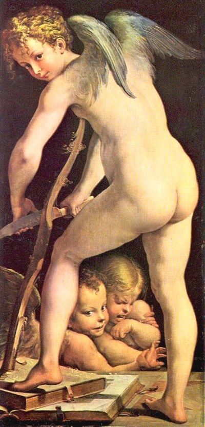 Cupid Carving His Bow (1532-1534 - Parmigianino)