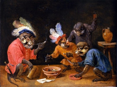 monkeys in a tavern David Teniers (1610-1690)