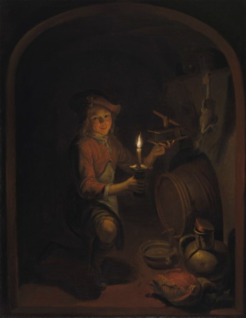 Boy with a Mousetrap Candlelight Dominicus van Tol 1664-5