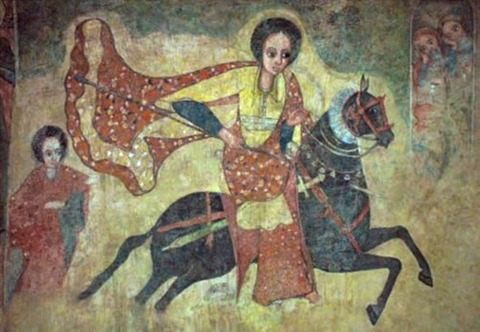 The Queen of Sheba from Ethiopian fresco 1100-1200