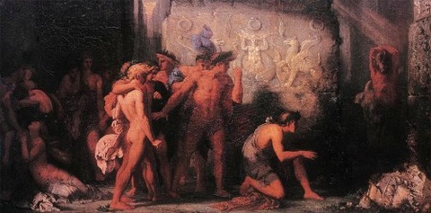 Gustave Moreau Athenians Delivered to the Minotaur, 1855
