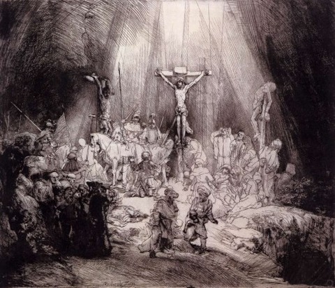 Las tres Cruces 1653 Aguafuerte punta seca Rembrandt