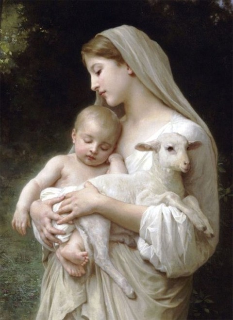 Madonna and Child plus lamb William Bouguereau