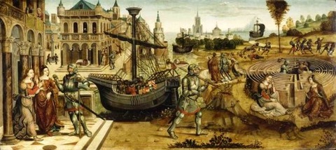 Master of the Campana Cassoni 1500-25 Theseus and the Minotaur