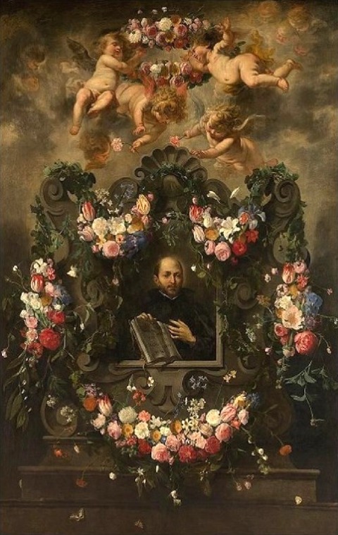 Cornelis Schut the Elder 1597-1655 Ignatius Loyola in a wreath