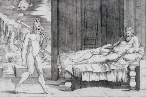 Agostino Veneziano, d'après Raphaël, Lycaon et Jupiter 1524