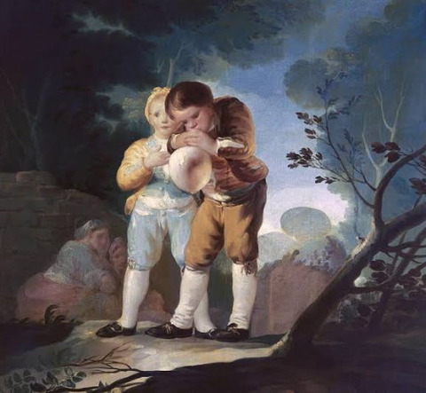 boys Inflating A Bladder 1777-78 Spanish School