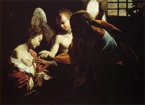 St Peter Agatha Caravaggio-follower Giovanni Lanfranco 1614