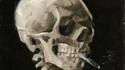 Van Gogh Giclée Head of a Skeleton with a Burning Cigarette -
