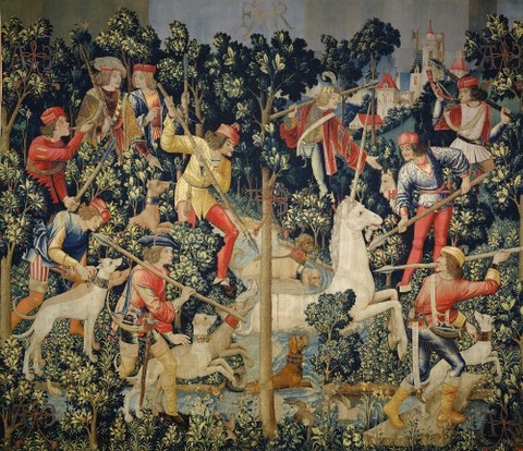 Unicorn Attacked Unicorn Tapestries 1495-1505 南ネーデルラント
