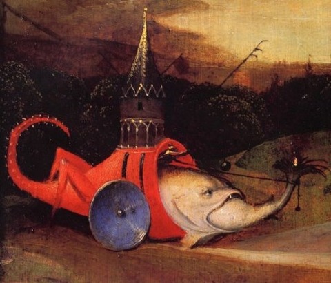 with wheels eating another fish