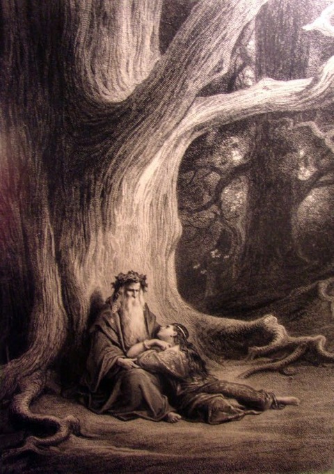 Vivien and Merlin 19th Gustave Doré
