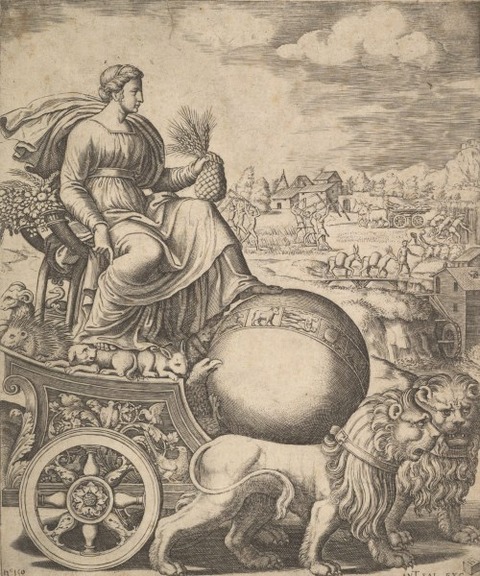 Cybele in chariot drawn lions Master of the Die 1530–60