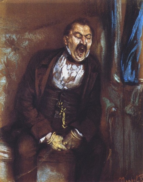 Man Yawning in a Train Compartment Adolph von Menzel - 1859