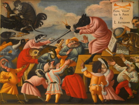 Grotesque Scene Animals Stylised Figures