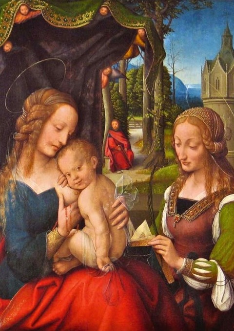 Anonymous Dutch Painter Holy Family with St. Barbara 1520