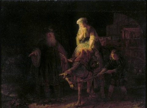Abraham dismissing Hagar and Ishmael 1640 Rembrandt