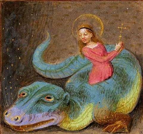 Margaret of Antioch emerging Dragon Book of Hours 1480