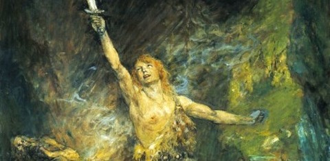 Ferdinand Leeke Siegfried forges the sword -